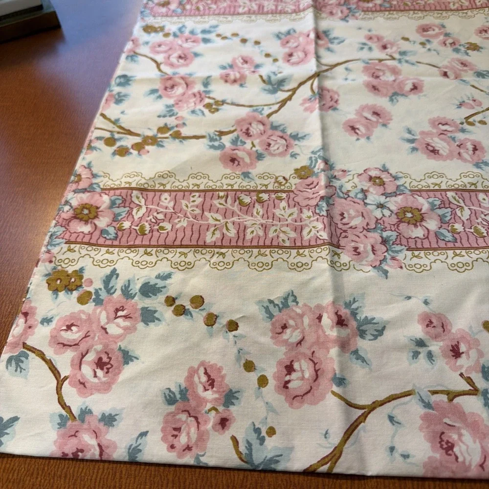 Vtg Cannon Monticello Pink Blue Floral Standard Pillow Case 50% Cotton